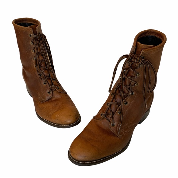 LAREDO Men’s Lace-Up Heeled Leather Boots - 9 (43)